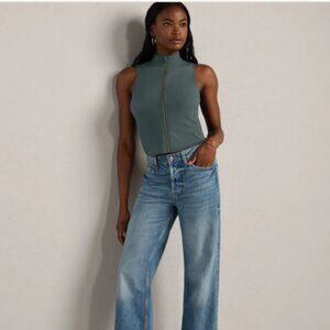 RHONE Green Smoke Revive Rib Zip Tank Size Small